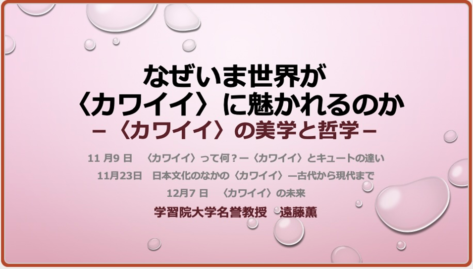 学習院大学さくらアカデミー「なぜいま世界が〈カワイイ〉に魅かれるのか－〈カワイイ〉の美学と哲学－」
